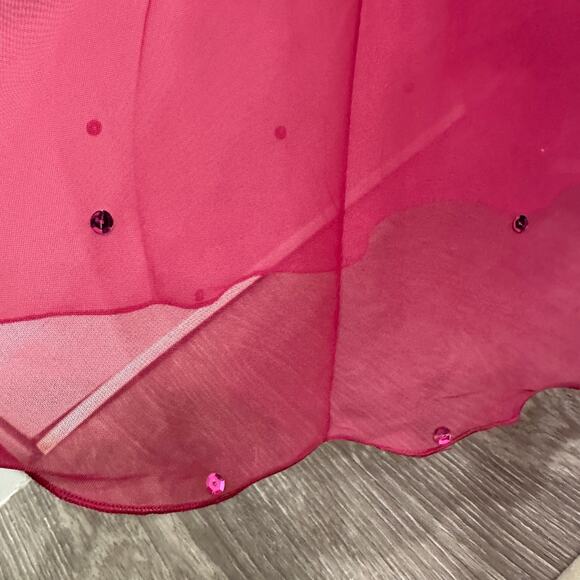 VTG 80s C&A Your Sixth Sense Fuchsia Ruffle Sequin Chiffon Maxi Gown XS Coquette - Picture 10 of 12